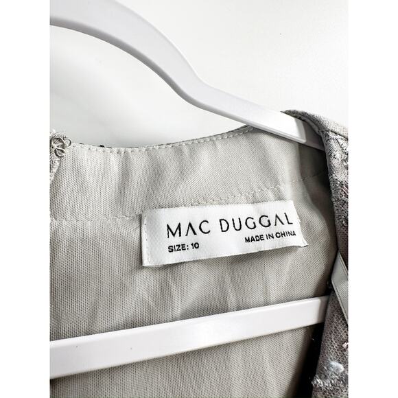 Mac Duggal 67539 Embellished Lace V Neck Illusion Gown Size 10 Platinum NWT - Picture 8 of 8